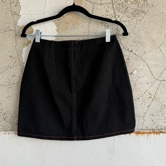 NWT Mini Skirt BDG Urban Outfitters Black Zipper Grunge Punk Contrast Stitch S - Picture 4 of 7